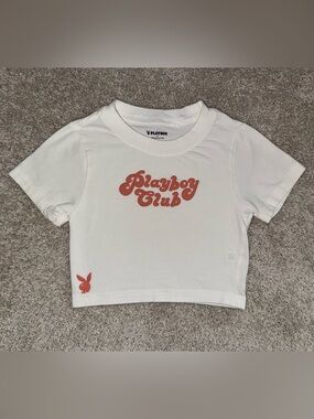 PLAYBOY PACSUN White Cropped Tee “Playboy Club”